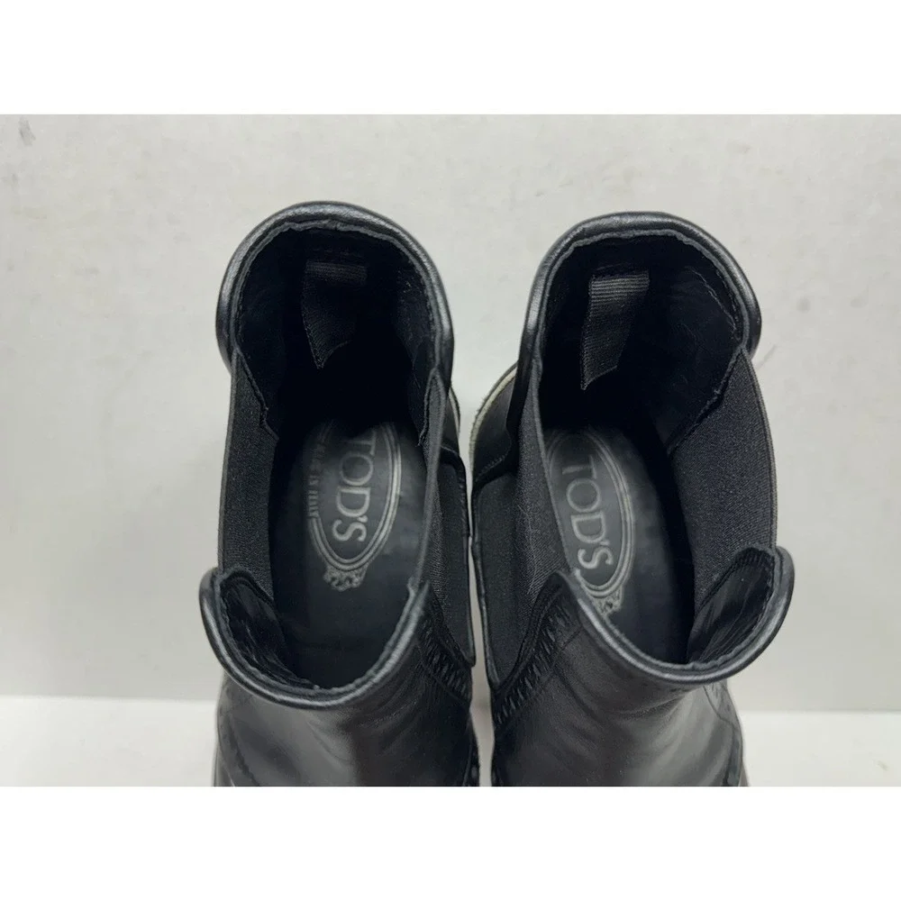 Tod's Chelsea Black Ankle Boots Women's Size 7 / 37 EU Shoes Leather